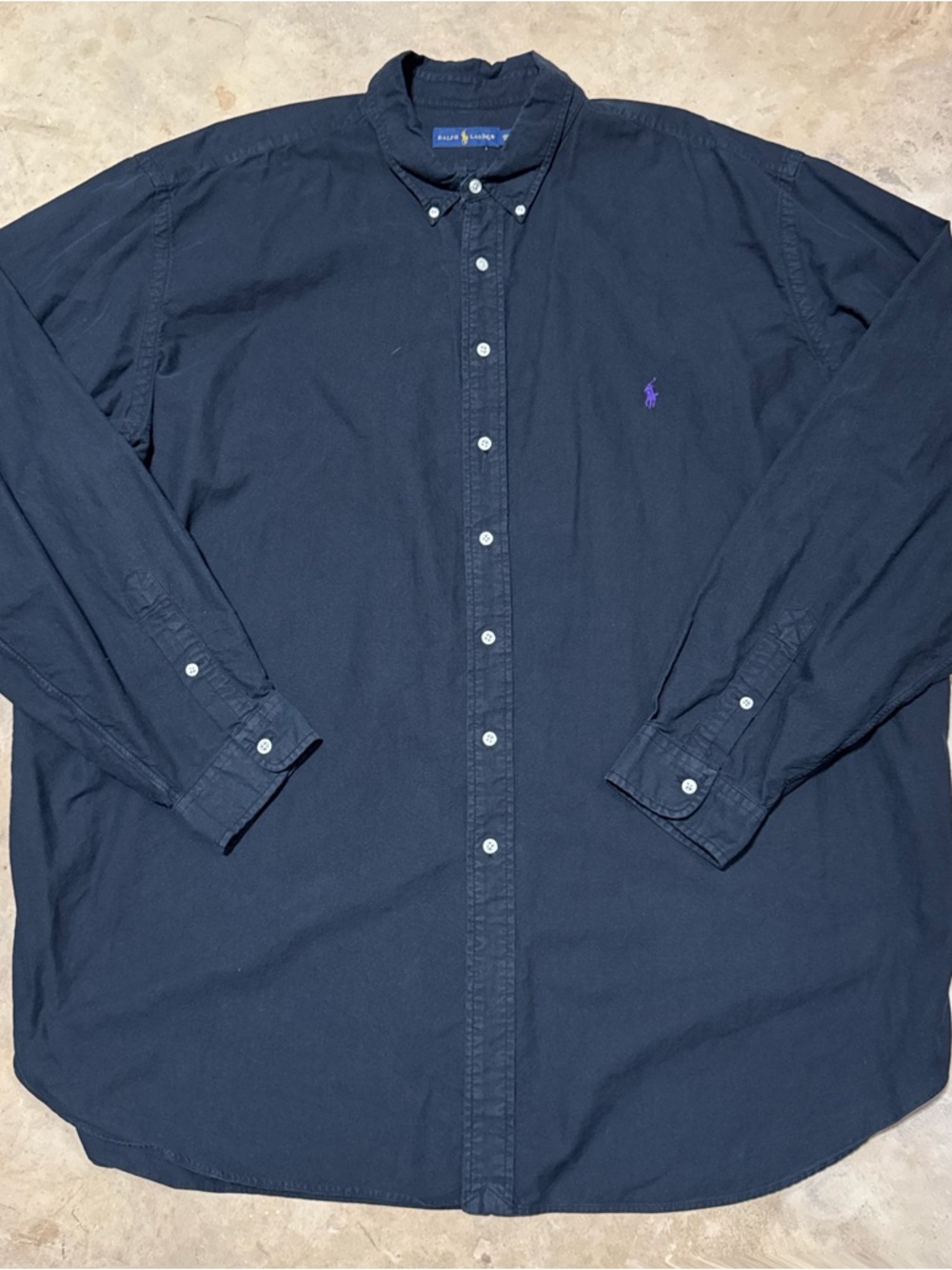 Polo Ralph Lauren Shirt Mens 4XLT Black Purple Pony Long Sleeve Button Down